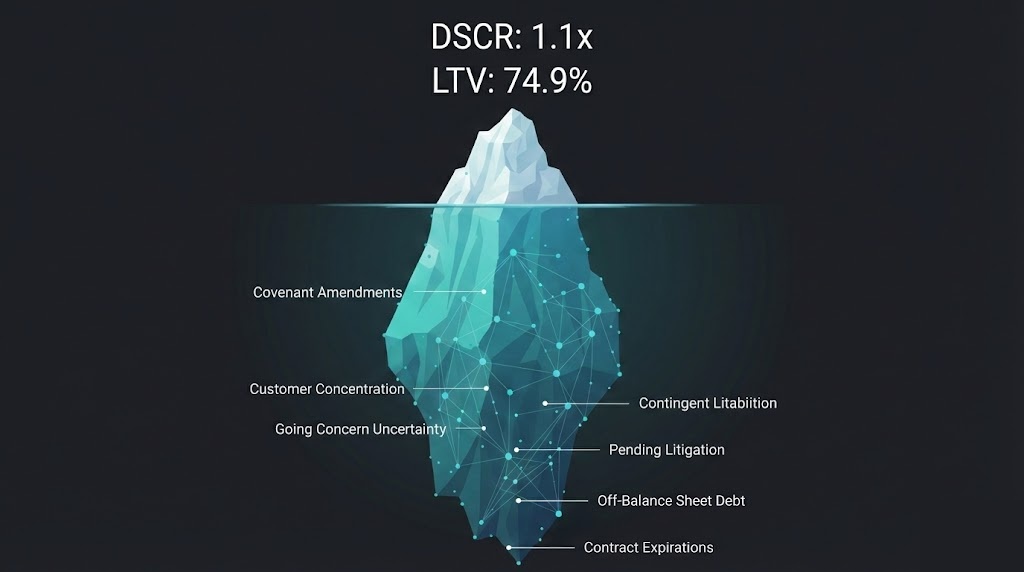 Iceberg diagram — ratios are the tip, the notes reveal what's underneath