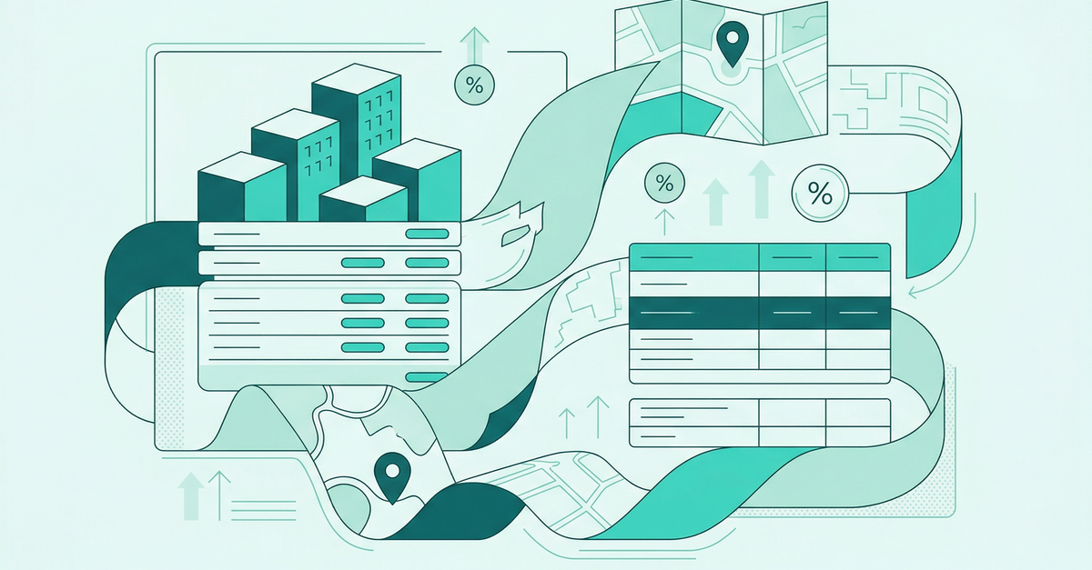 Abstract illustration representing CRE loan analysis