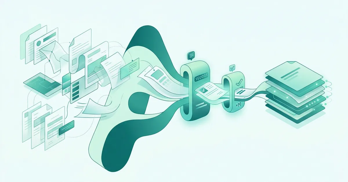 Abstract illustration of SBA loan documents organized into a clean underwriting package